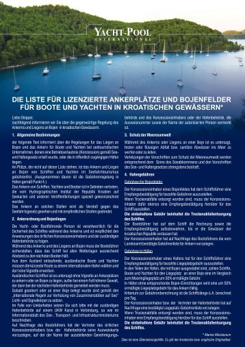 Bojenfelder in Kroatien - YACHT-POOL Versicherungs