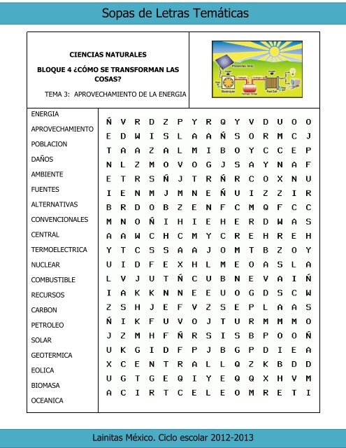 6to Grado - Bloque 4 - Sopa de Letras