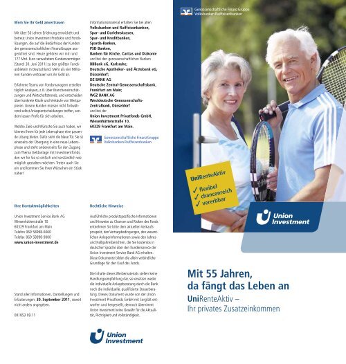Mit 55 Jahren, da fängt das Leben an - Union Investment