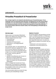 Factsheet zum Virtuellen PresseCenter. - York Communications GmbH