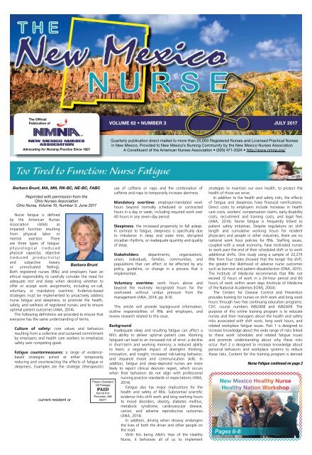 The New Mexico Nurse - July 2017