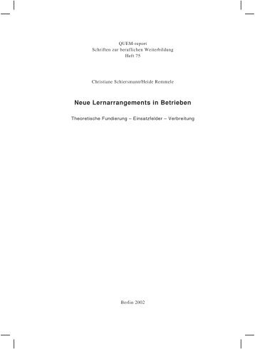Neue Lernarrangements in Betrieben - Theoretische ... - ABWF