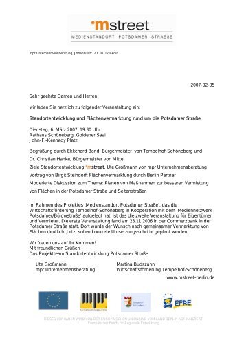 Einladung zur Veranstaltung - Magdeburger Platz Quartier