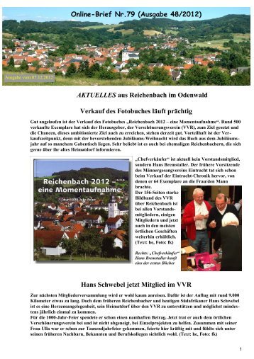 Online-Brief Nr.79 - Verschönerungsverein Reichenbach