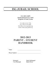 Parent Student Handbook 2006 - 2007 - ISG Jubail School