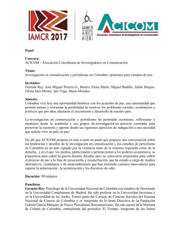 Panel Acicom en Cartagena - IAMCR - 2017 Version 14 de junio