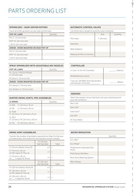 Hunter Residential Sprinkler System / Irrigation system design guide - Calgary irrigation