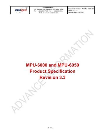 MPU-6000 and MPU-6050 Product Specification ... - InvenSense