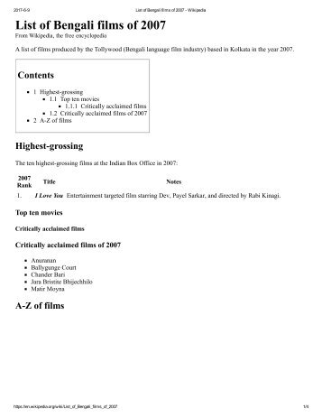 List of Bengali films of 2007 - Wikipedia