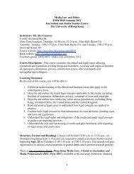 JMSC0019 Fall 2011 Media Law Ethics Syllabus - Journalism and ...