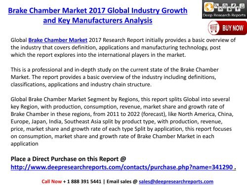 Brake Chamber Industry: 2017 Global Market Growth Trends, Size and 2022 Forecasts