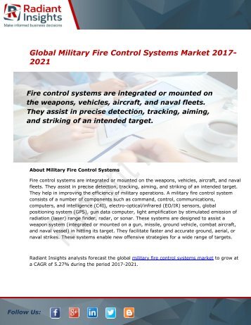 Global Military Aircraft Battery Market and Forecast Report to 2021:Radiant Insights, Inc