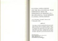 Cultural intelligence and the multinational team experience: does the experience of working in a multinational team improve cultural intelligence?