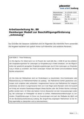 Arbeitsanleitung Nr. 88 Hamburger Modell zur ...