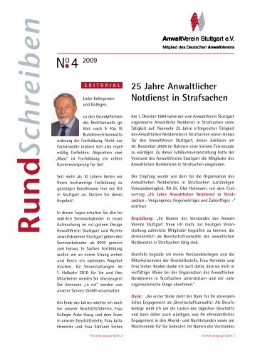 R und Sch reibe n - AnwaltVerein Stuttgart eV