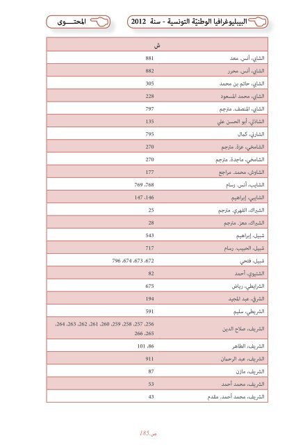 Bibliographie Nationale de Tunisie - 2012