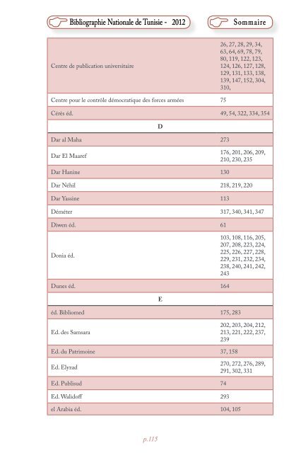 Bibliographie Nationale de Tunisie - 2012