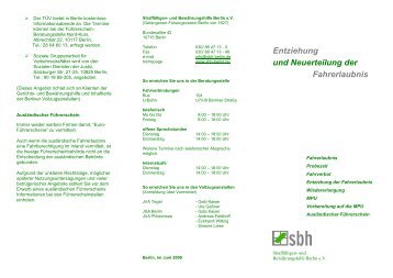 Entziehung und Neuerteilung der Fahrerlaubnis - sbh berlin