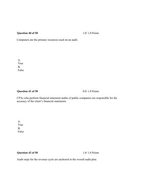 ACCT 400 Final Exam Answers