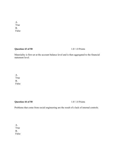 ACCT 400 Final Exam Answers