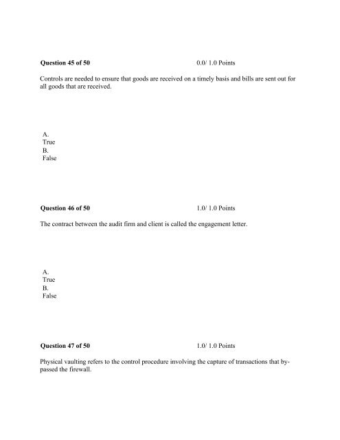 ACCT 400 Final Exam Answers