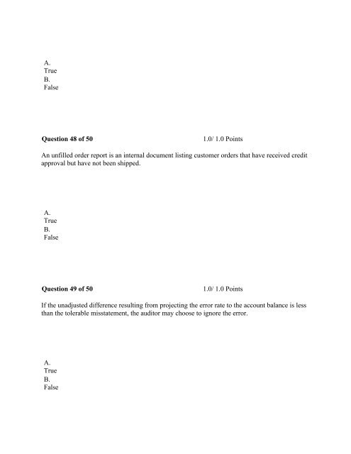 ACCT 400 Final Exam Answers