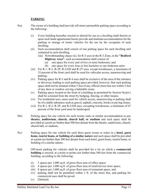 halifax regional municipality land use by-law halifax mainland