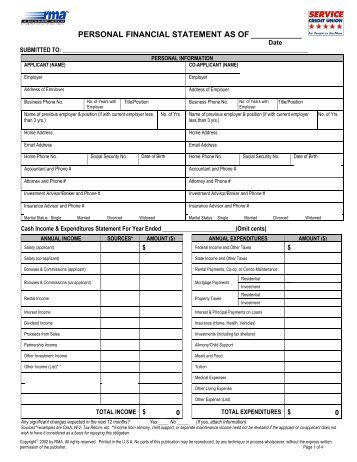 How does someone write a personal finance statement form?