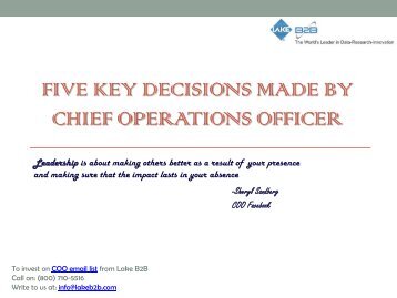 Five key Decisions made by chief operations officer