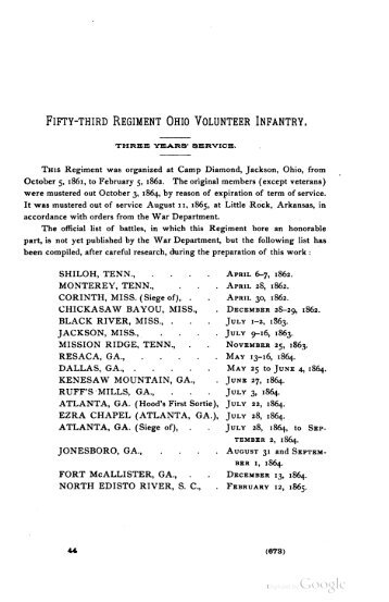 53rd Ohio Infantry Soldier Roster - Civil War Index