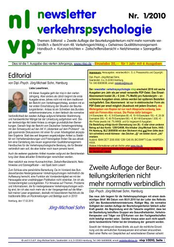 01/2010 - newsletter verkehrspsychologie