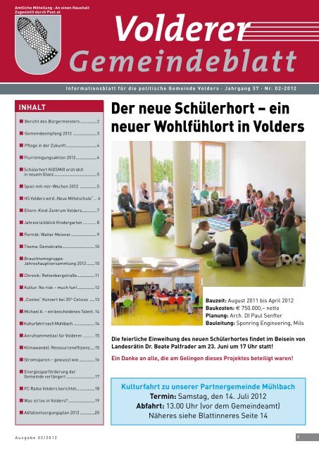 Volderer Gemeindeblatt - Gemeinde Volders