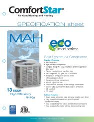 SPECIFICATION Sheet MAH - ComfortStar