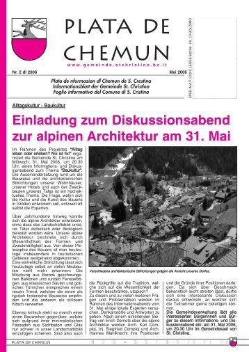 Einladung zum Diskussionsabend zur alpinen Architektur am 31. Mai