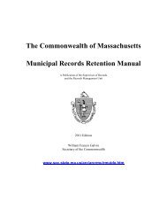 The Commonwealth of Massachusetts Municipal Records ...