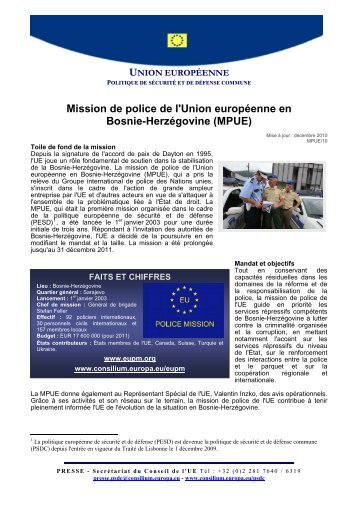 Mission de police de l'Union européenne en Bosnie ... - Europa