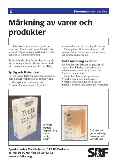 Märkning av varor och produkter - Synskadades Riksförbund