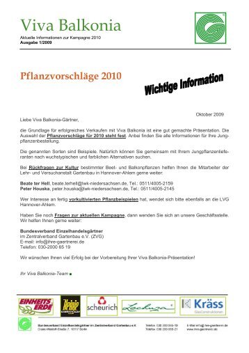 Pflanzvorschläge 2010 - Zentralverband Gartenbau ev