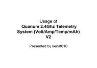 Usage of Quanum 2.4Ghz Telemetry System (Volt/Amp/Temp/mAh) V2