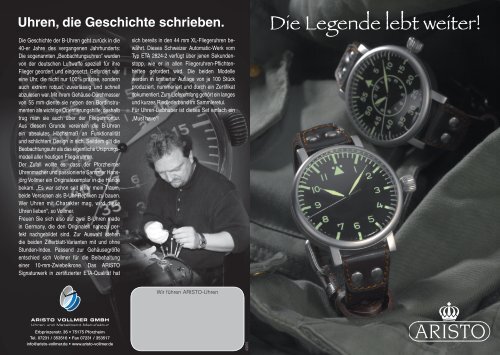 Uhren, Die Geschichte Schrieben - Aristo Vollmer GmbH