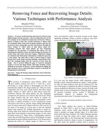 Removing Fence and Recovering Image Details Various Techniques with Performance Analysis