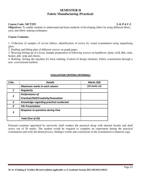 (Clothing & Textiles) [Applicable for the Batch 2012-13 ... - Tmu.ac.in