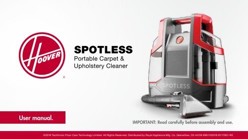 Hoover Spotless Carpet And Upholstery Cleaner Manual