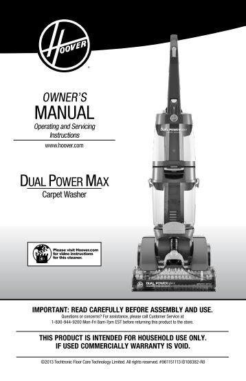 Hoover Dual PowerMax Carpet Cleaner - FH51000 - Manual