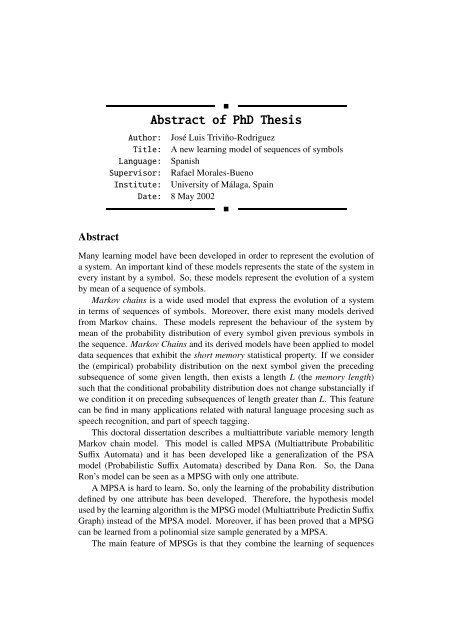 abstract of a phd thesis