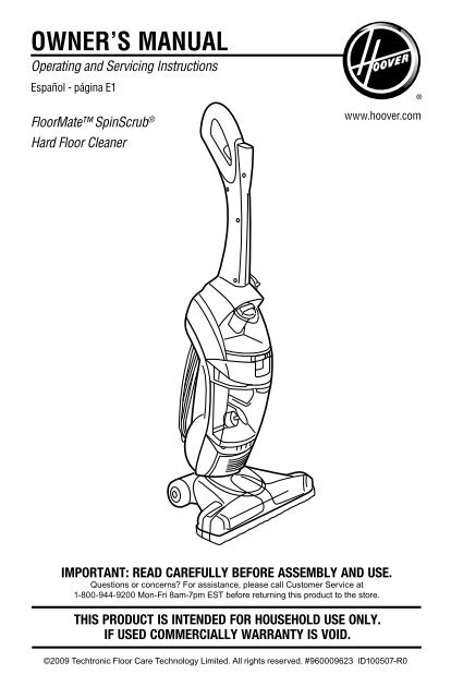 Hoover Floormate Spinscrub 3 In 1 Hard Floor Cleaner Fh40010b