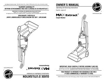 Hoover Max Extract 60 Pressure Pro Deep Carpet Cleaner - FH50220 - Manual