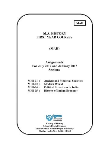 (MAH) Assignments For July 2012 and January 2013 Sessions