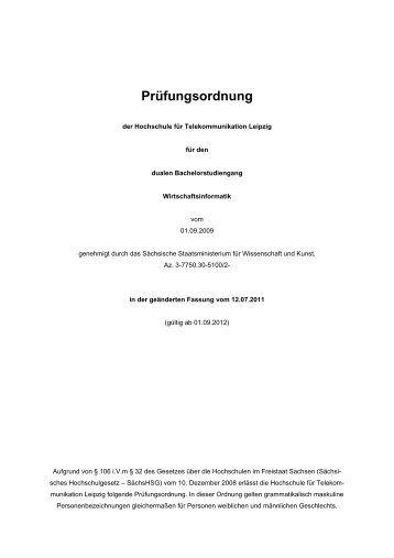 Prüfungsordnung - Hochschule für Telekommunikation Leipzig