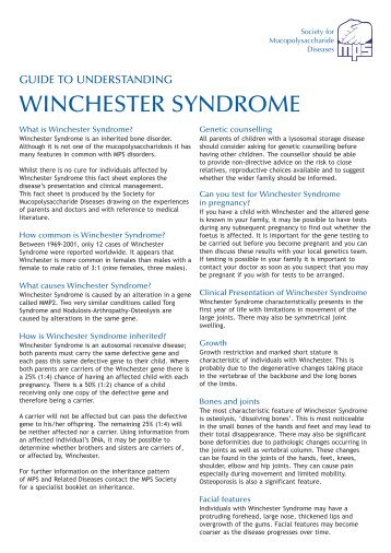 winchester syndrome - The Society for Mucopolysaccharide Diseases